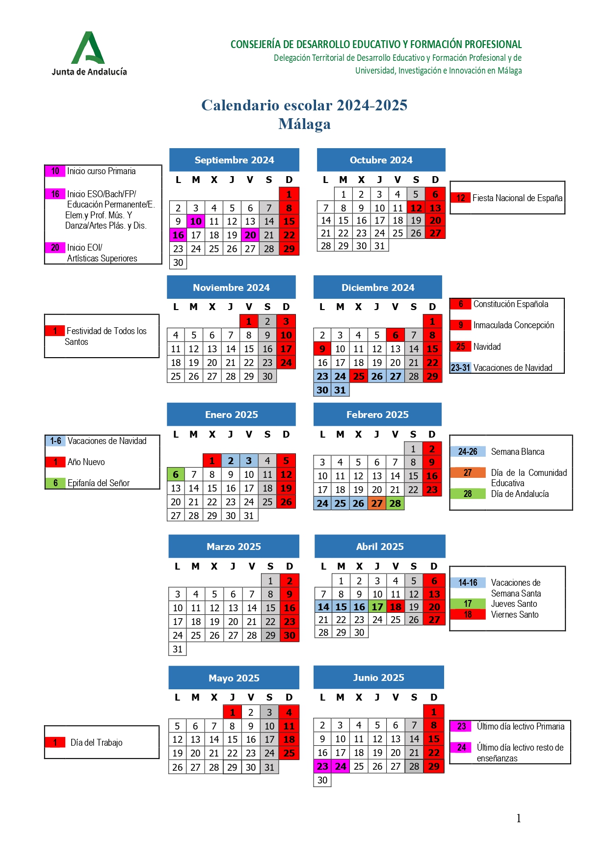 CALENDARIO ESCOLAR 2023/2024